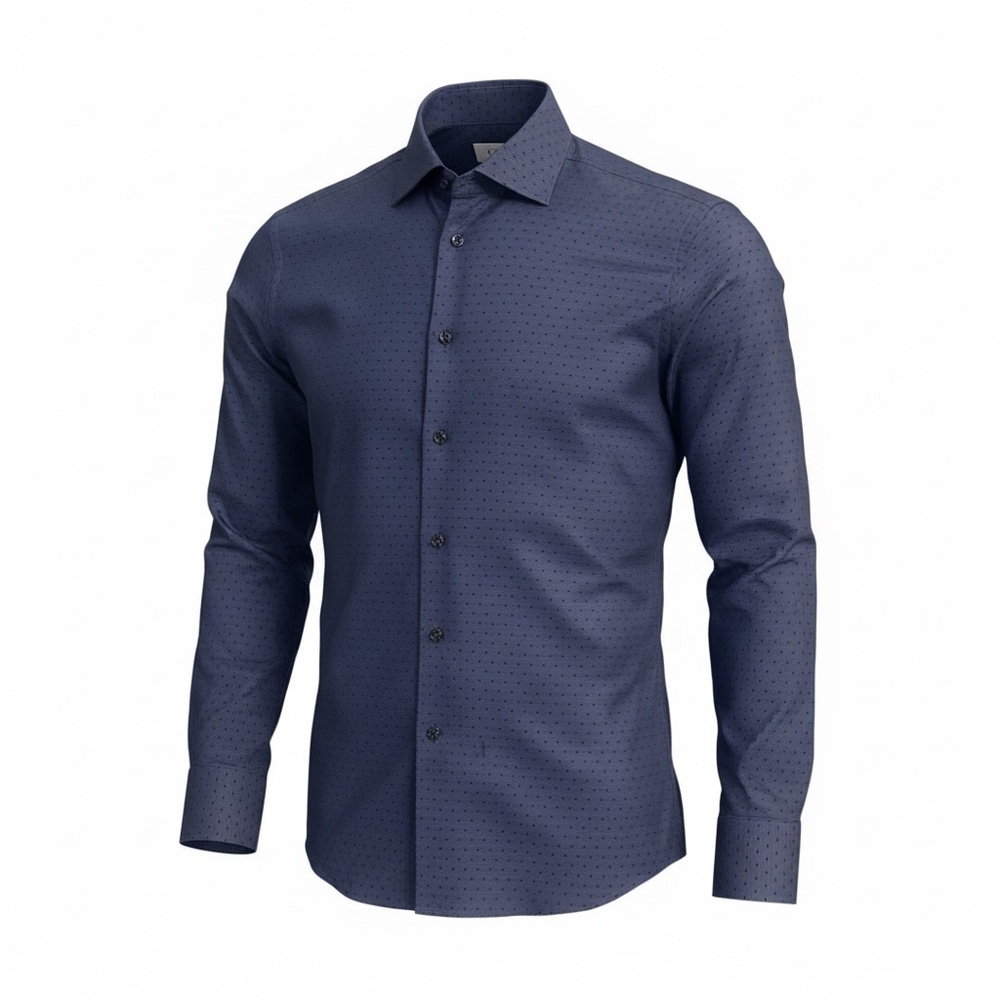 💼‎ ETON Slim Fit Dress Shirt 15.5 39 Blue Micro Dot Luxury